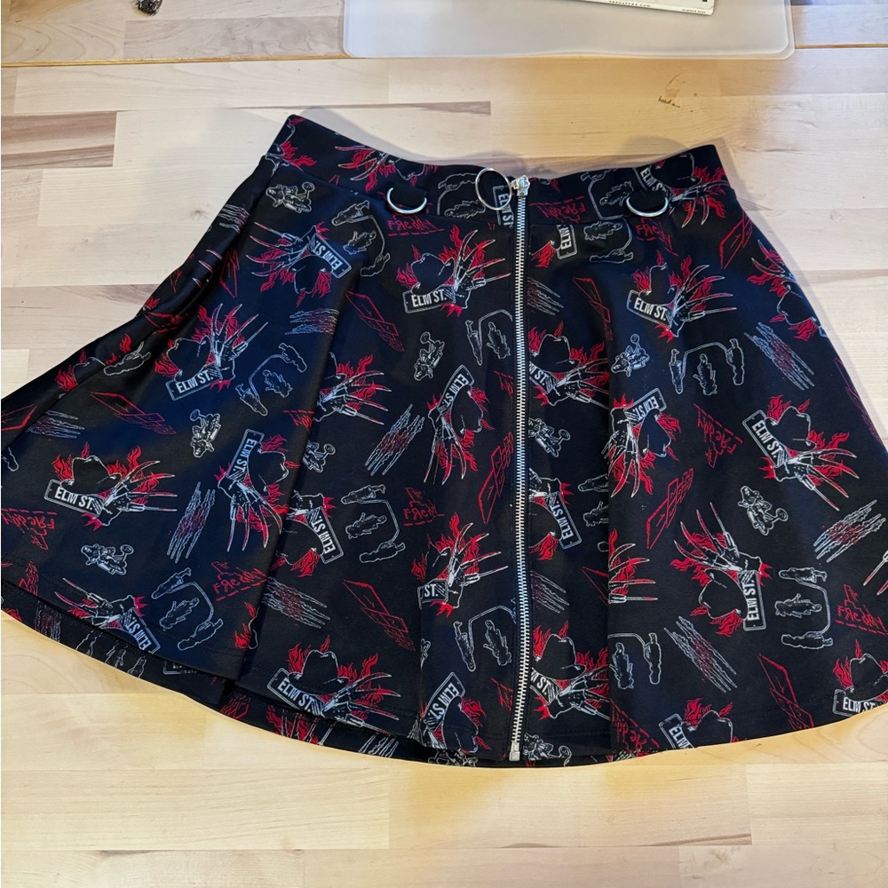 Nightmare on Elm Street Skirt | Black Red Horror Movie Skater Skirt | Womens Med